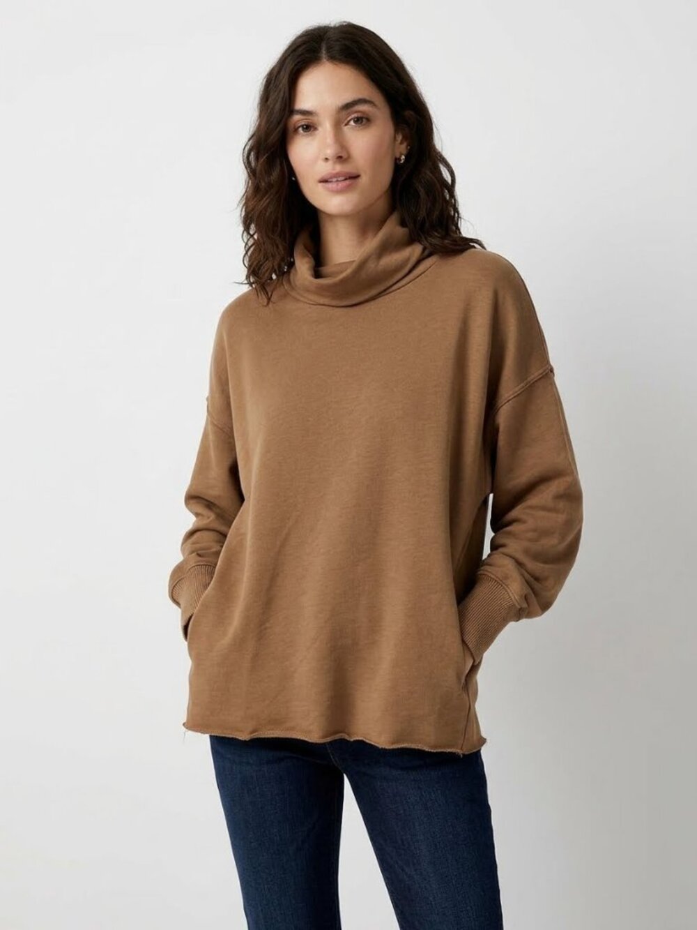 Aerie oversized camel/tan turtleneck pullover, size S